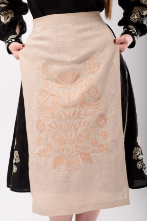 Фартух жіночий з вишивкою "Оберіг роду" беж 80 х 45 см