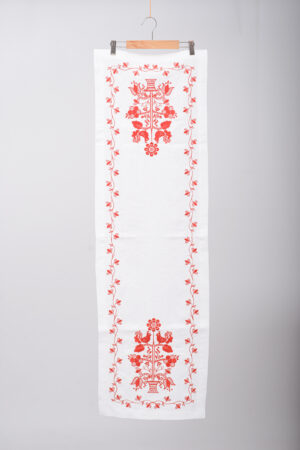 Ранер рушник "Дерево життя" цільний червоний по білому 130 х 40 см